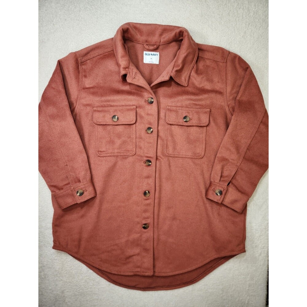 Old Navy Women’s XL Rust Soft Brushed Utility Shacket Side Pockets Button Front